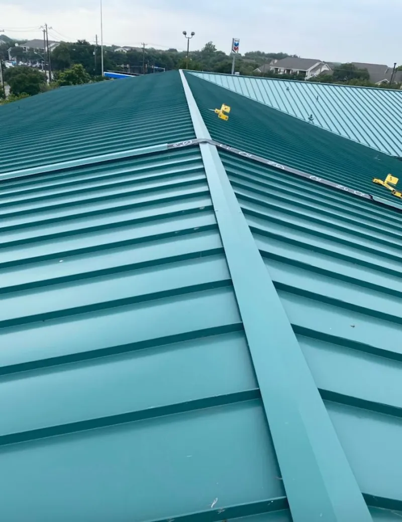 Green commercial metal roof ridge and valley for Metal Roof Repair in Upper Hanover